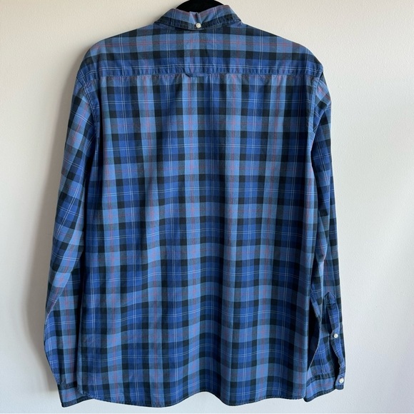 H&M Blue Red Plaid Long Sleeve Button Shirt Size Medium - Picture 3 of 5